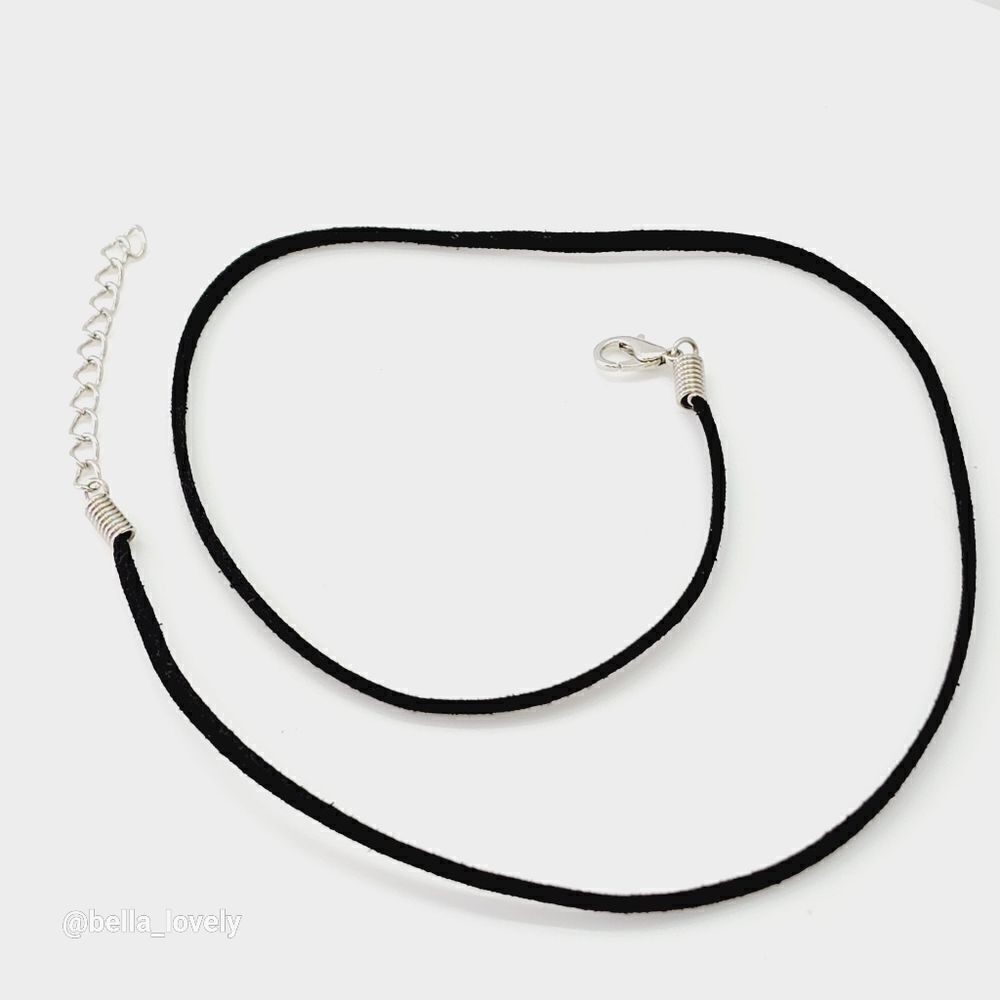 2mm Black Suede Leather Necklace Cord with Lobster Clasp